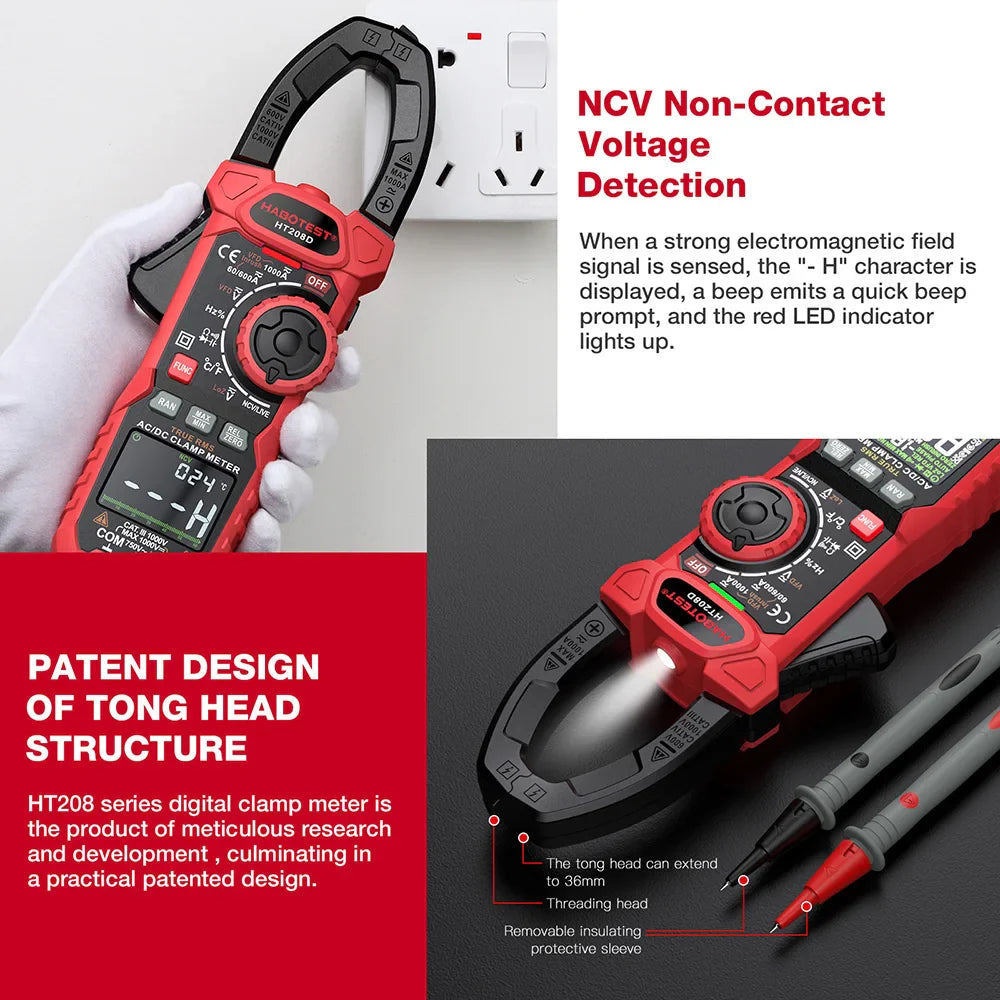 Skorter | HT208A/D True RMS Digital Clamp Meter Multimeter