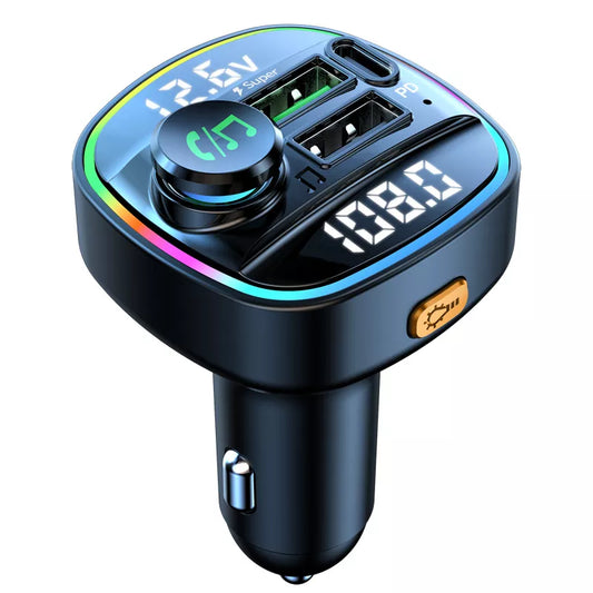 Skorter | Bluetooth 5.0 FM Transmitter Car Modulator with Hands Calling, MP3 Player, and 22.5W Quick Charge Adapter