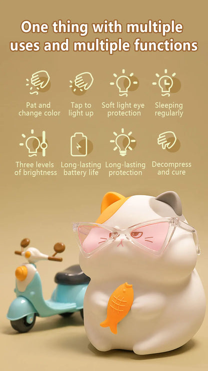 Skorter | Gluttonous Cat Night Light - Fun Silicone Clap Lamp