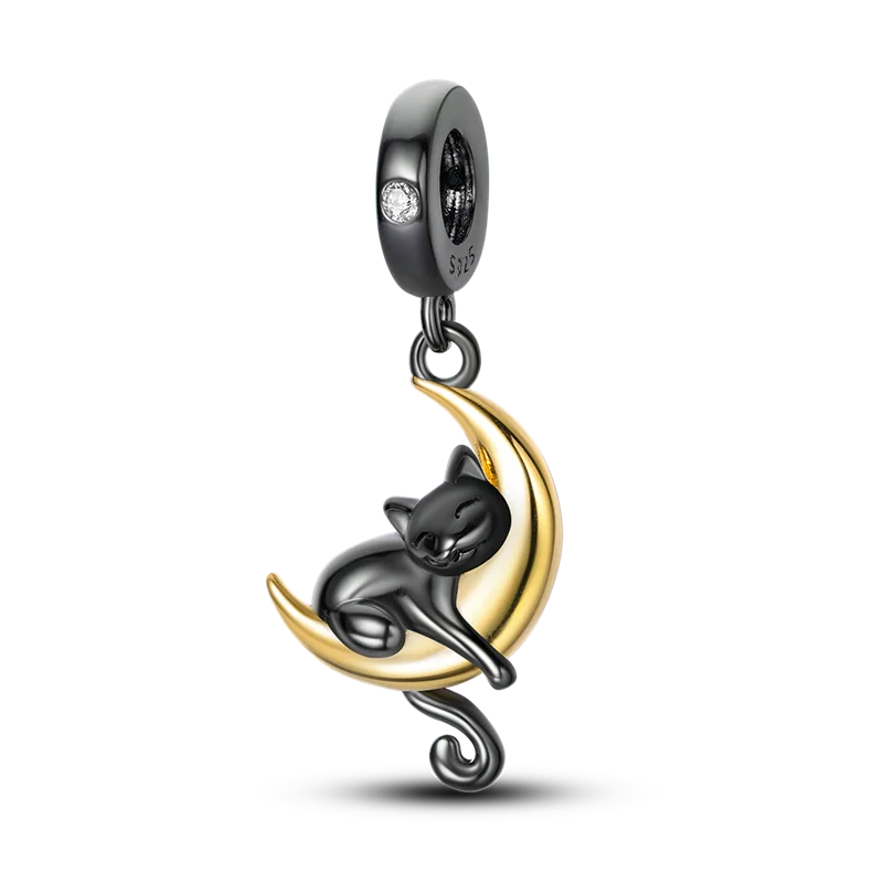 Skorter | 925 Silver Golden Leopard Charms Beads Colorful Chameleon Rhinoceros Lion Scarab Cat Pendant Compatible with Original Pandora Bracelet Jewelry