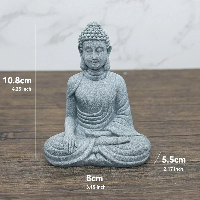 Skorter | Buddha Stone Statue Small Buddhist Monks Tibetan Buddhism Figures Zen Garden Ornament Meditation Home Aquarium Decoration