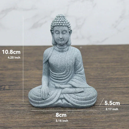 Skorter | Buddha Stone Statue Small Buddhist Monks Tibetan Buddhism Figures Zen Garden Ornament Meditation Home Aquarium Decoration