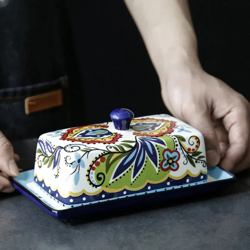 Skorter | Hand-painted Butter Dish in Tuscan Style