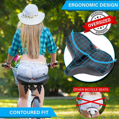 Skorter | Wide Ergonomic Bike Saddle – Comfortable Saddle with Shock Absorption for City and Mountain Bikes