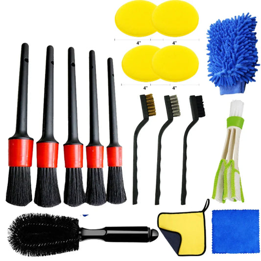 Skorter | 17-Piece Car Detailing Brush Set - Cleaning Tools for Air Vents / Rims