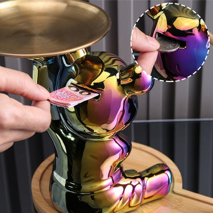 Skorter | Multifunctional Electroplated Bear Doll Shelf Piggy Bank