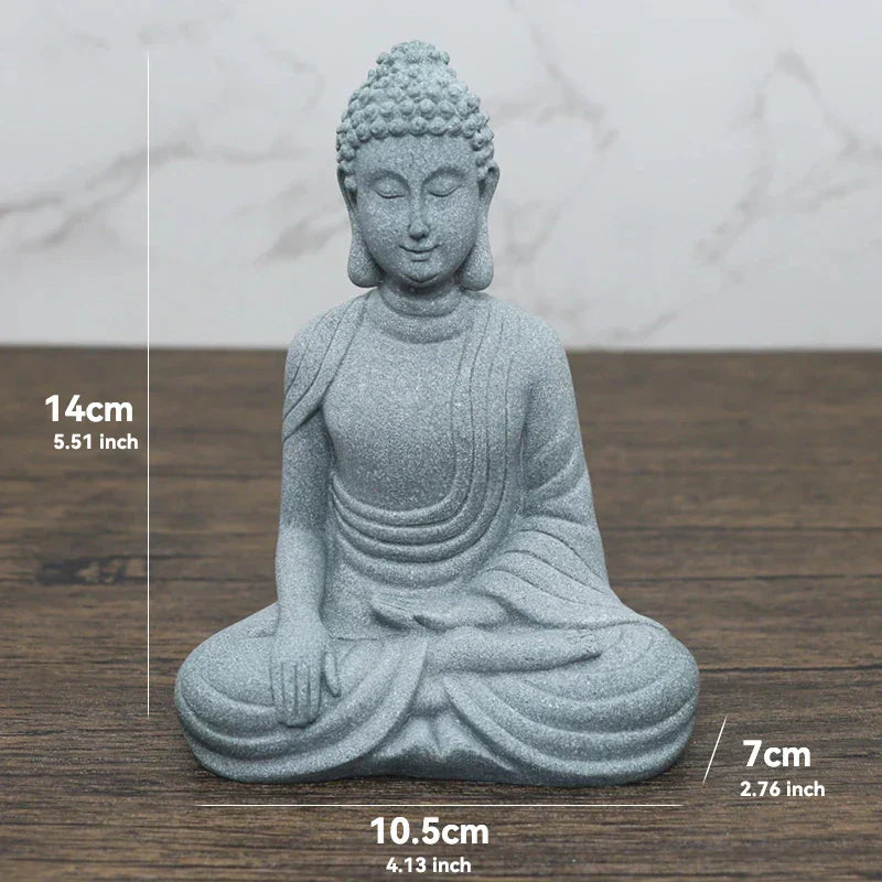 Skorter | Buddha Stone Statue Small Buddhist Monks Tibetan Buddhism Figures Zen Garden Ornament Meditation Home Aquarium Decoration