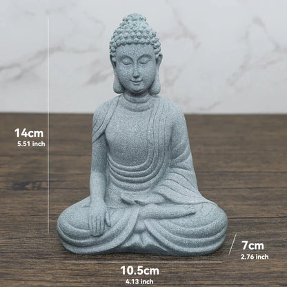 Skorter | Buddha Stone Statue Small Buddhist Monks Tibetan Buddhism Figures Zen Garden Ornament Meditation Home Aquarium Decoration