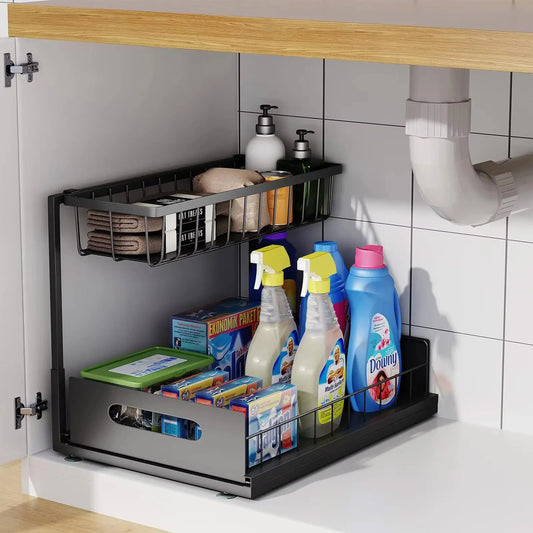 Skorter | 2-Tier Under Sink Sliding Cabinet Organiser – Arlo
