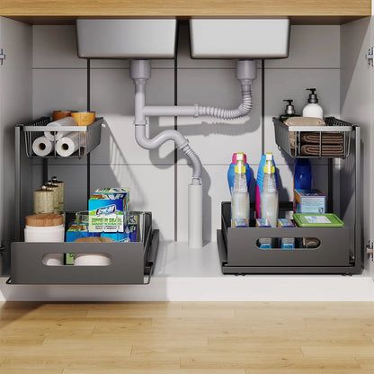 Skorter | 2-Tier Under Sink Sliding Cabinet Organiser – Arlo