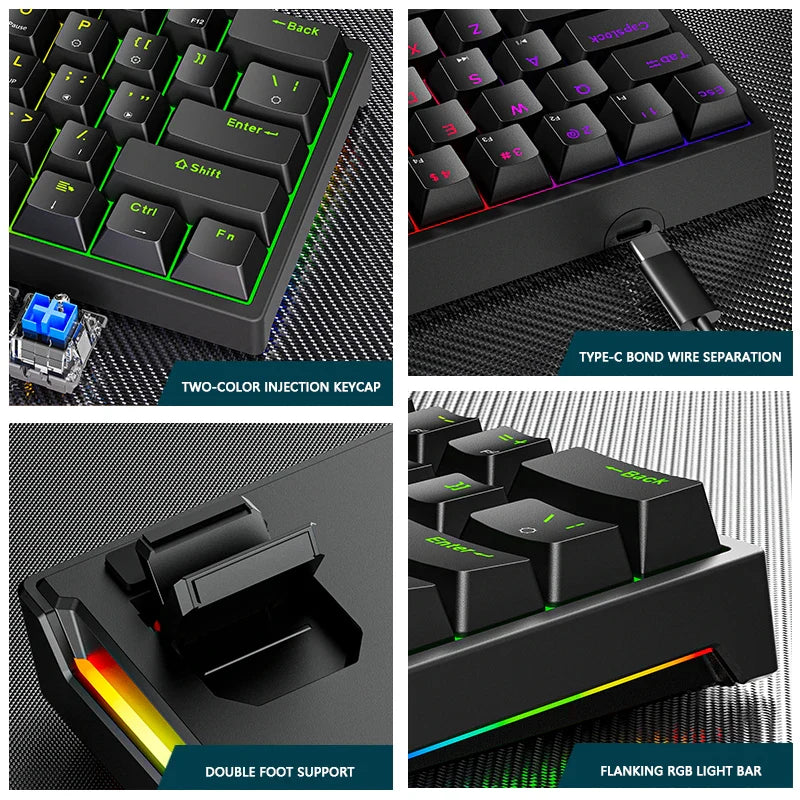 Skorter | K620 Mini Gaming Mechanical Keyboard - 61 Keys RGB