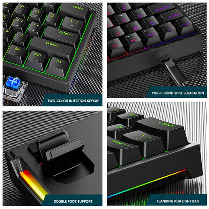 Skorter | K620 Mini Gaming Mechanical Keyboard - 61 Keys RGB