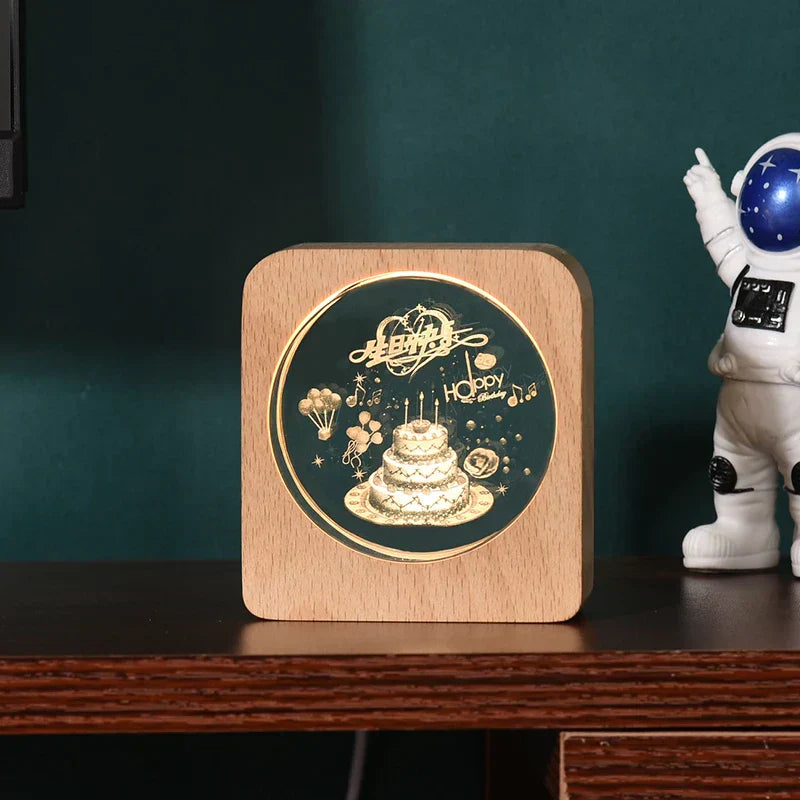 Skorter | LumiWood - 3D Wood Night Lamp with Engraving and Warm LED Lighting
