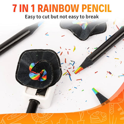 Skorter | 7-in-1 Rainbow Colored Black Wood Pencils
