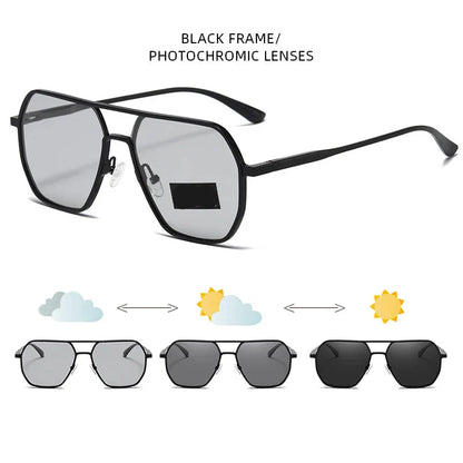 Skorter | Metal Photochromic Sunglasses UV400 Polarized Anti-Glare Chameleon Driving Shades for Men & Women
