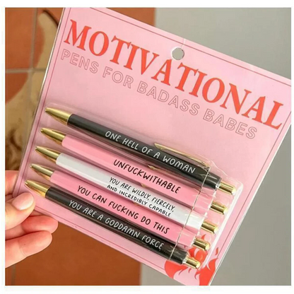 Skorter | A55T Motivational Badass Pen Set - 5Pcs Funny Daily Ballpoint Pens
