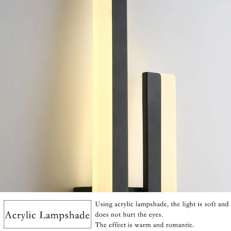 Skorter | Modern LED Wall Lamp: Black/Gold Acrylic Room Decoration Light