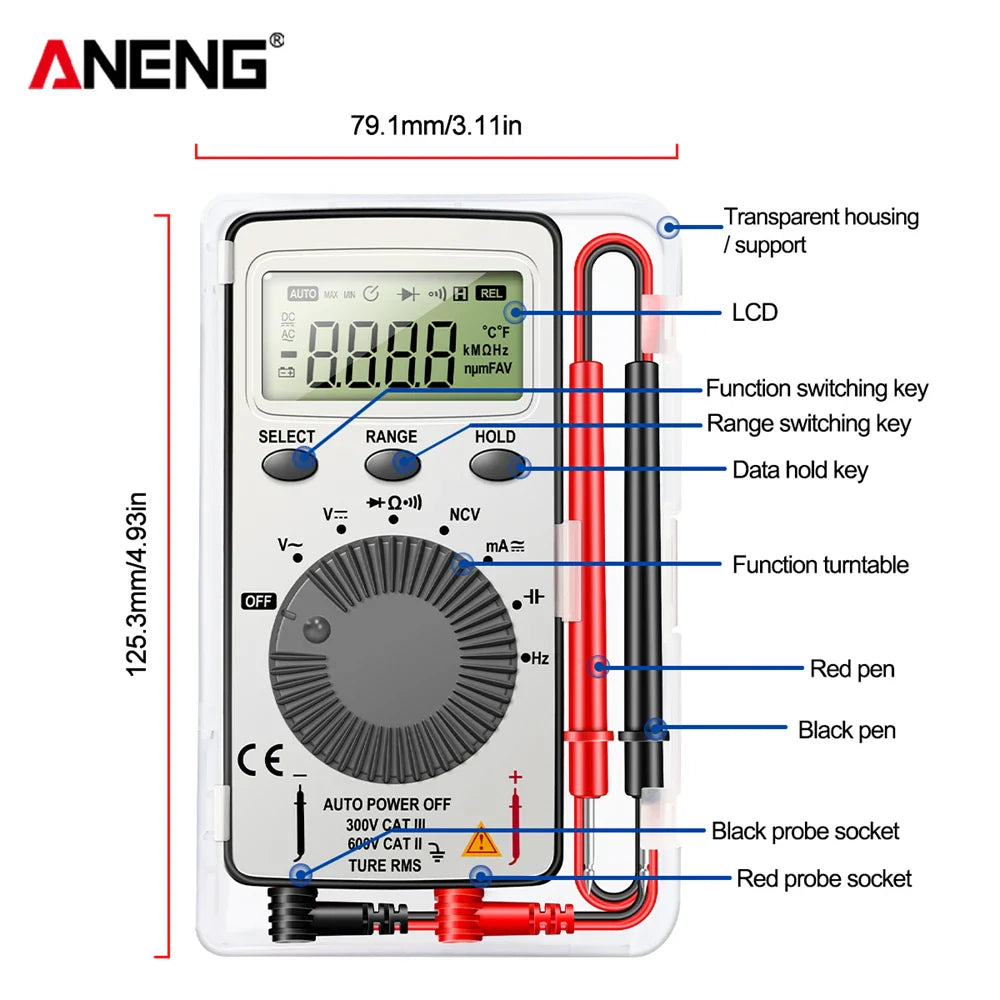 Skorter | AN101 Mini Digital Multimeter - T-RMS AC/DC Capacitance Tester