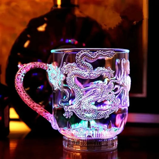 Skorter | 1 piece color changing luminous LED dragon mug water activated lights beer coffee milk tea wine whiskey bar cup travel creative gift