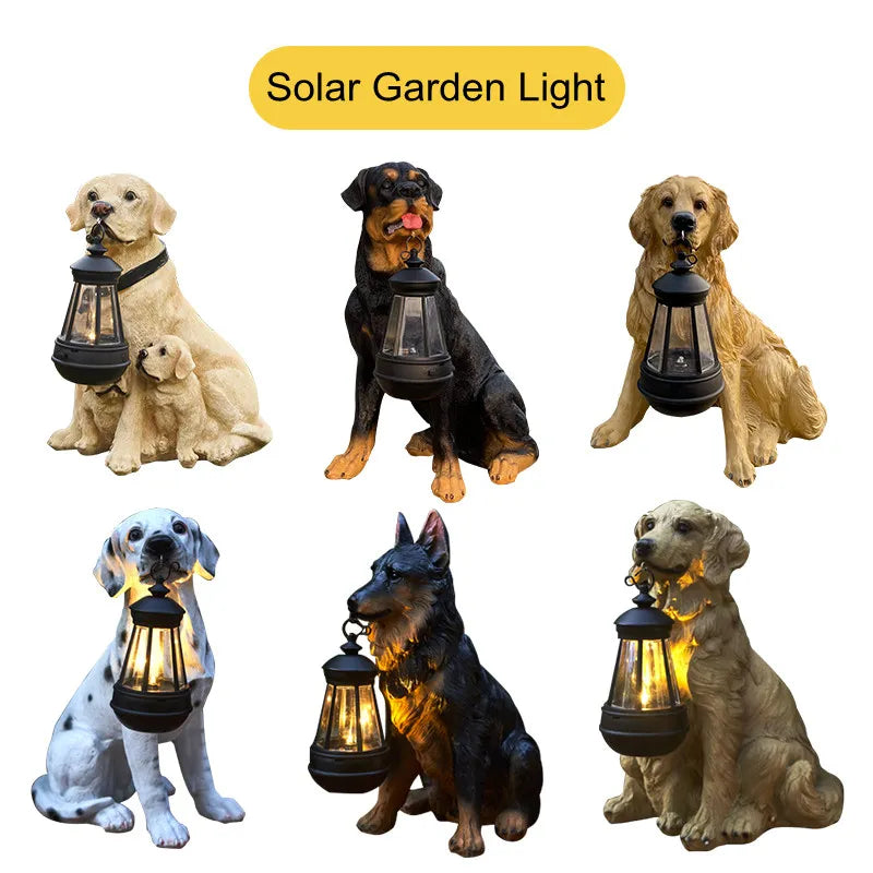 Skorter | Solar-Powered Outdoor Resin Dog Statue Lamp