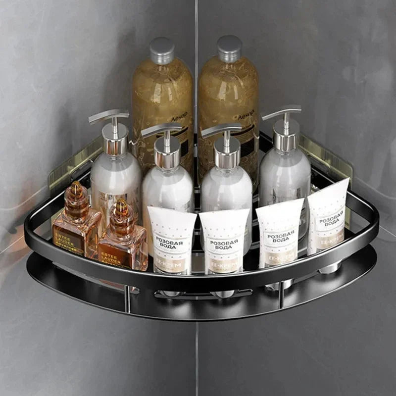 Skorter | Corner Holder Aluminum Wall Shelf – Space-Saving Bathroom Organizer Without Drilling