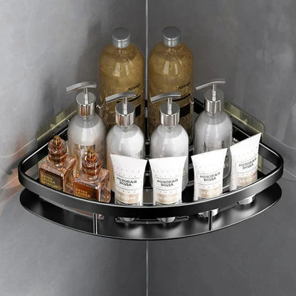 Skorter | Corner Holder Aluminum Wall Shelf – Space-Saving Bathroom Organizer Without Drilling