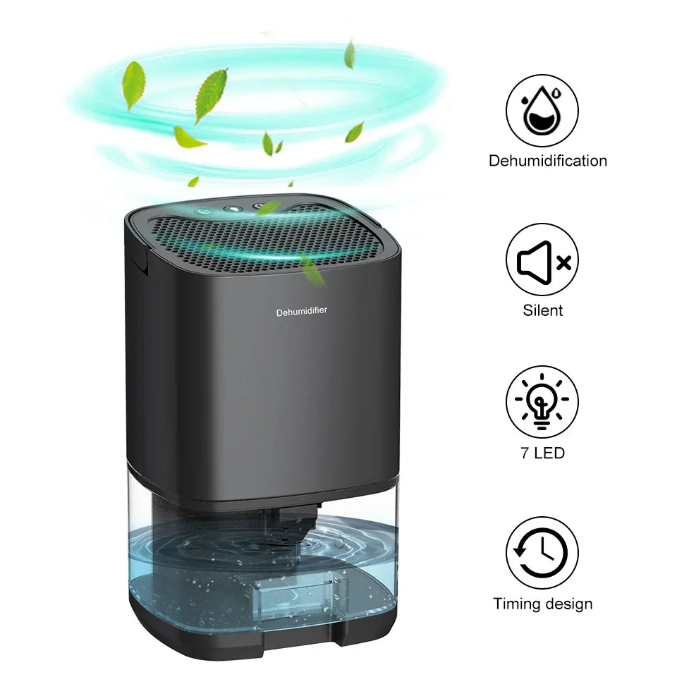 Skorter | 1000ml Portable 2-in-1 Dehumidifier with Air Filter & Night Light – Aveline