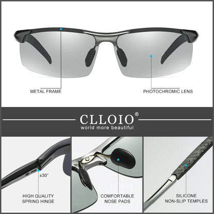 Skorter | Aluminum Photochromic Polarized Sunglasses Men’s Day Night Anti-Glare UV Chameleon Eyewear
