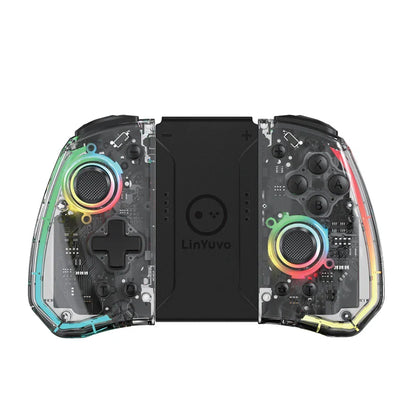Skorter | Transparent Wireless Joypad with 8-Color LED - Turbo Function and Joystick Controller Switch/NS OLED Lite