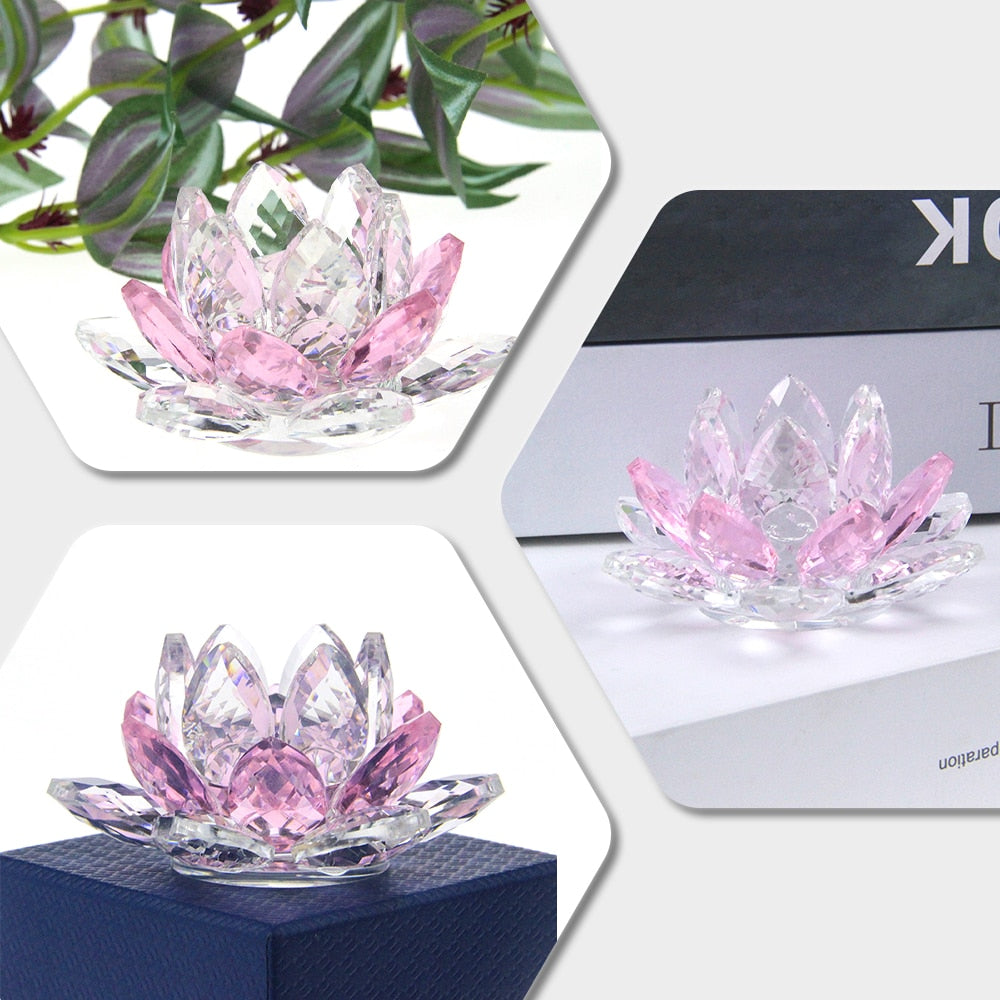 Skorter | Crystal Lotus Flower Craft Glass Paperweight Home Decoration Ornaments Figures Home Wedding Party Decor Gifts Souvenir