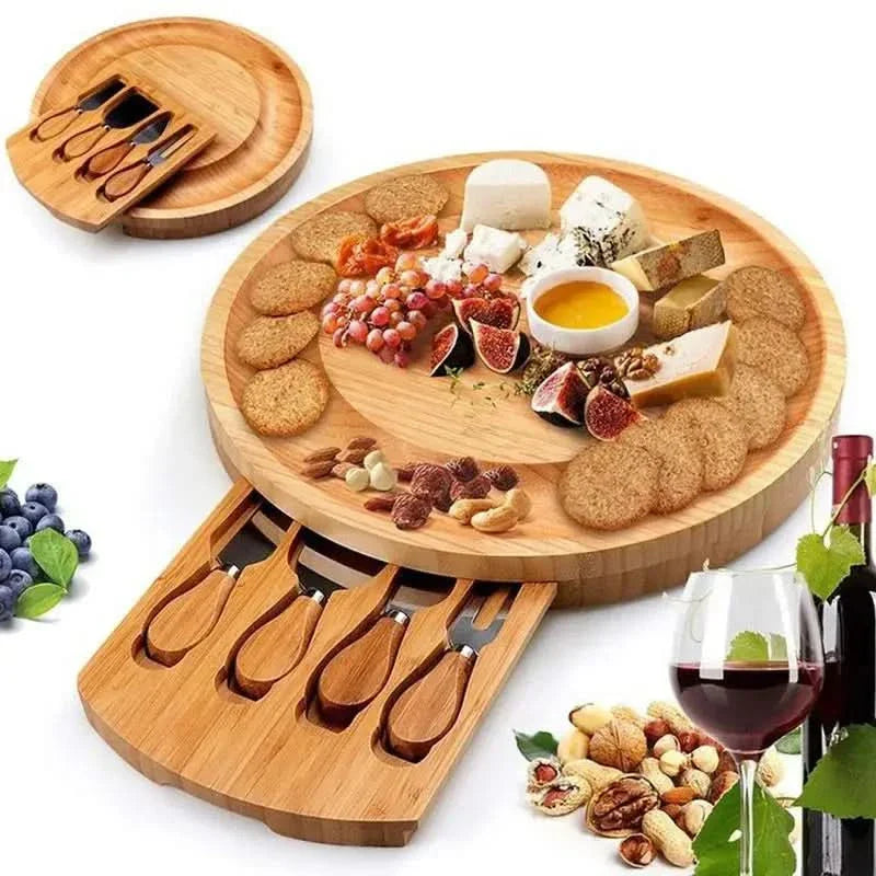 Skorter | CheeseMate – Round Bamboo Cheese Board