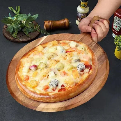 Skorter | Acacia wood pizza shovel and serving board with handle