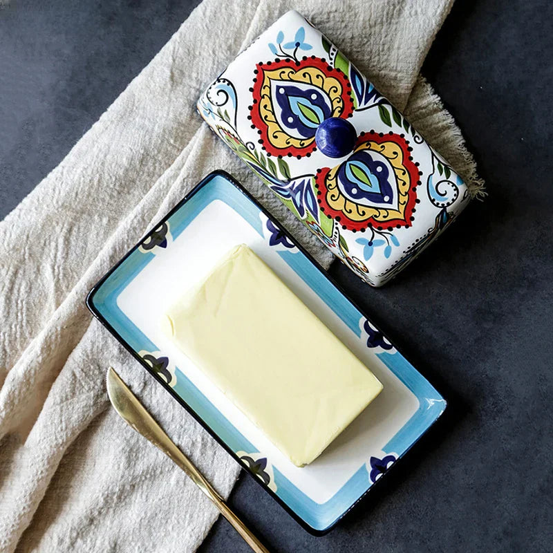 Skorter | Hand-painted Butter Dish in Tuscan Style