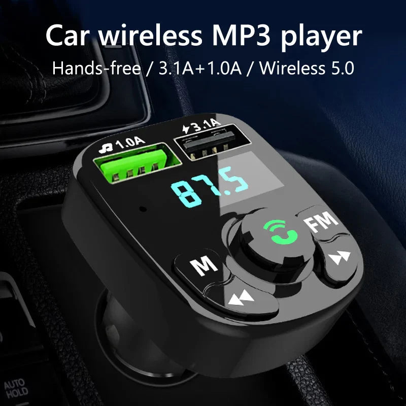 Skorter | Bluetooth 5.0 Car FM Transmitter with MP3 Player, USB Charger, and Hands Calling