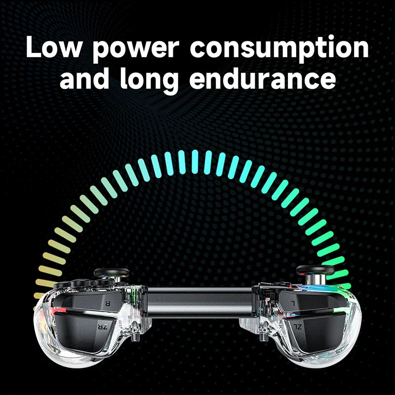 Skorter | Transparent Wireless Joypad with 8-Color LED - Turbo Function and Joystick Controller Switch/NS OLED Lite