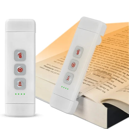 Skorter | Clip-on book light, USB rechargeable reading light with timer, portable LED bookmark light for bedside & desk