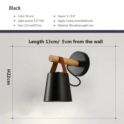 Skorter | NordicGlow - LED Wall Lamp with Wood Details and Leather Strap