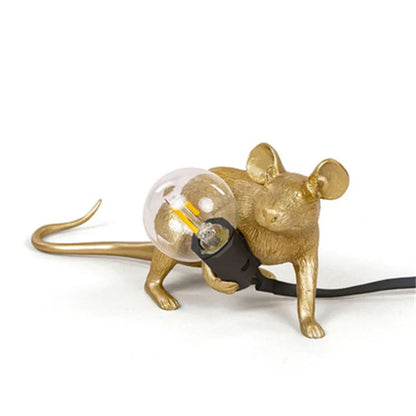Skorter | Modern LED Animal Table Lamps: Resin Rat, Cat, and Squirrel Night Lights