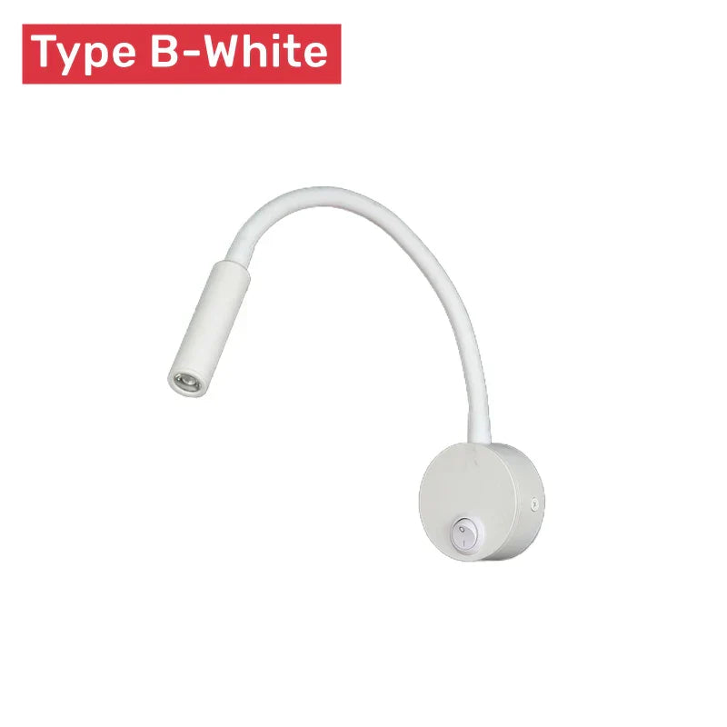 Skorter | Modern flexibel LED-läsvägglampa med strömbrytare för sovrum och arbetsrum - 1W/3W