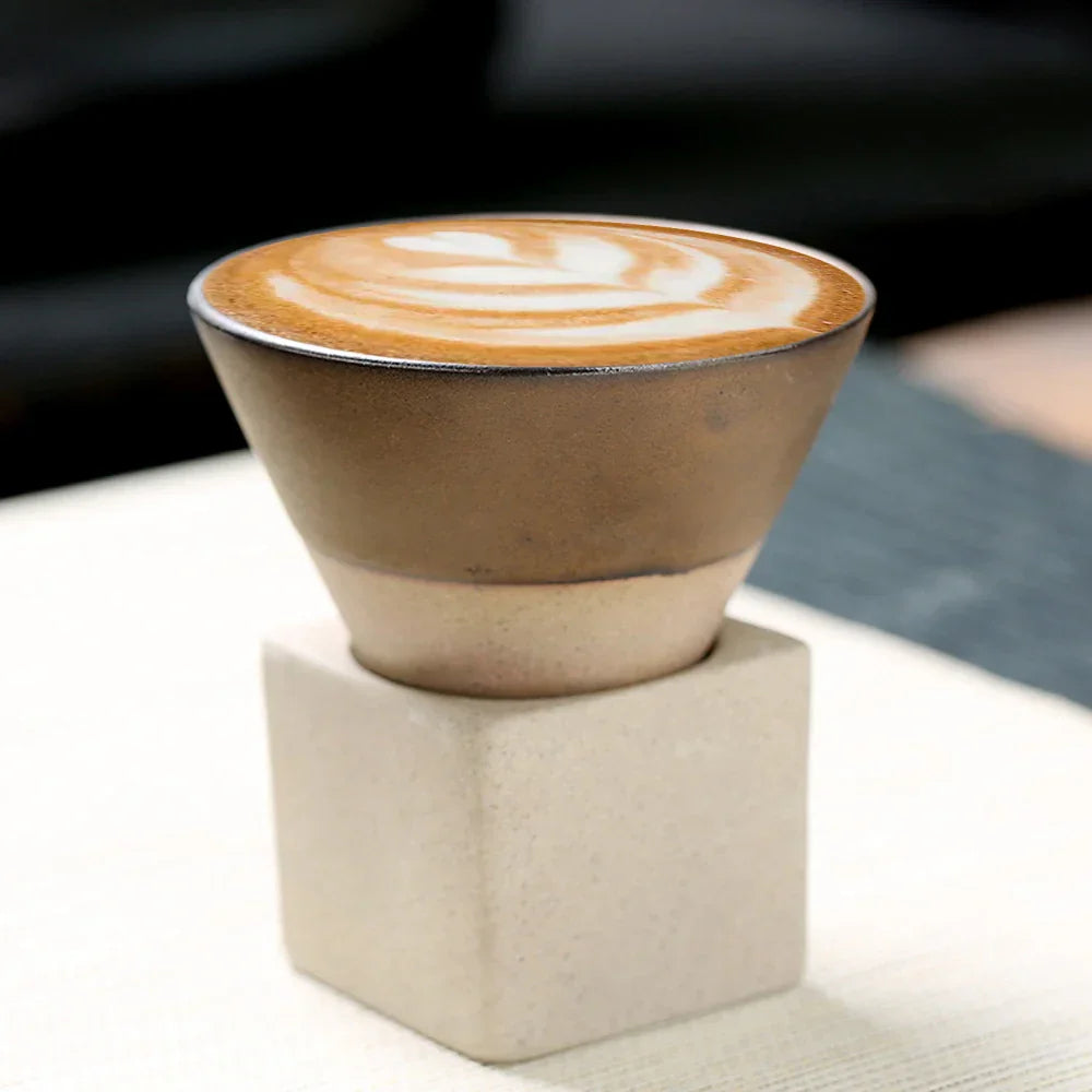 Skorter | Japanese coffee cup with saucer, 1 piece, retro ceramic tea cup, mug, latte, espresso, pull0, flower cappuccino, new ceramic cup, 100 ml/3.5 oz