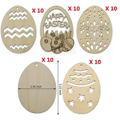 Skorter | 10 pieces DIY Easter egg wood slices