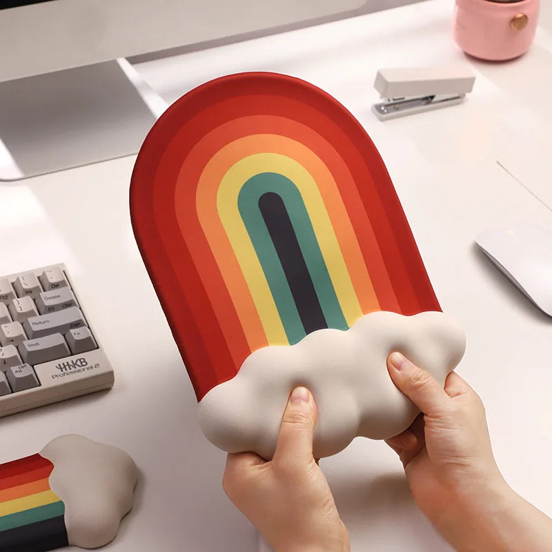Skorter | Ergonomic Rainbow Mouse Pad with Memory Foam Wrist Rest