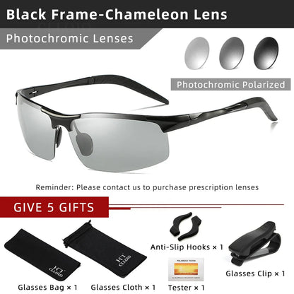 Skorter | Aluminum Photochromic Polarized Sunglasses Men’s Day Night Anti-Glare UV Chameleon Eyewear