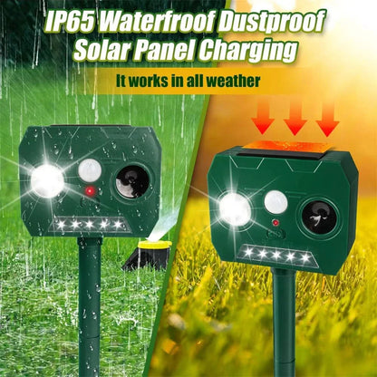 Skorter | ULTRAGUARD ANIMAL REPELLER – Ultrasonic Animal Repeller with LED Light – Weatherproof & Battery Operated for Garden & Outdoor Use
