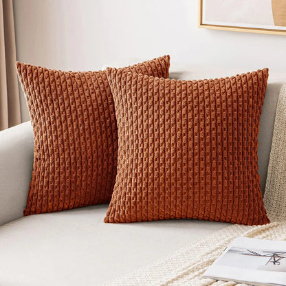 Skorter | Boho Ribbed Corduroy Cushion Cover – Stylish Striped Decorative Pillowcase for Sofa or Bed