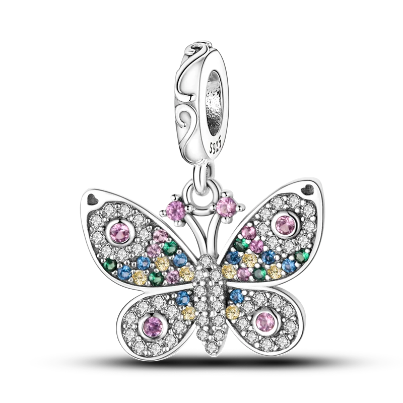 Skorter | 925 Silver Golden Leopard Charms Beads Colorful Chameleon Rhinoceros Lion Scarab Cat Pendant Compatible with Original Pandora Bracelet Jewelry