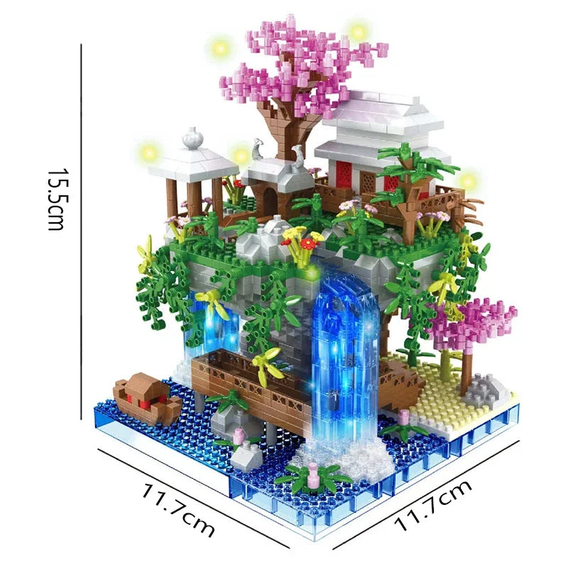Skorter | Antique Architecture Peach Blossom Pond Castle Girl Model Building Block Assembly Children's Toy with High Difficulty