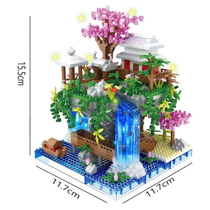 Skorter | Antique Architecture Peach Blossom Pond Castle Girl Model Building Block Assembly Children's Toy with High Difficulty