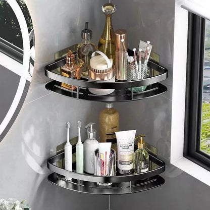 Skorter | Corner Holder Aluminum Wall Shelf – Space-Saving Bathroom Organizer Without Drilling