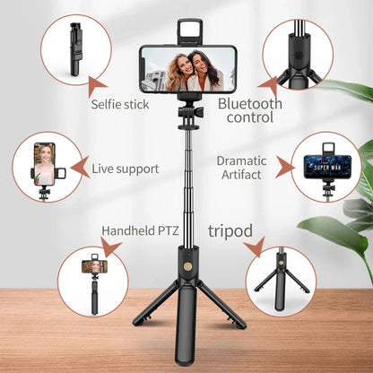 Skorter | Wireless Selfie Stick Tripod with Light, Bluetooth Remote for iPhone, TikTok Live Streaming